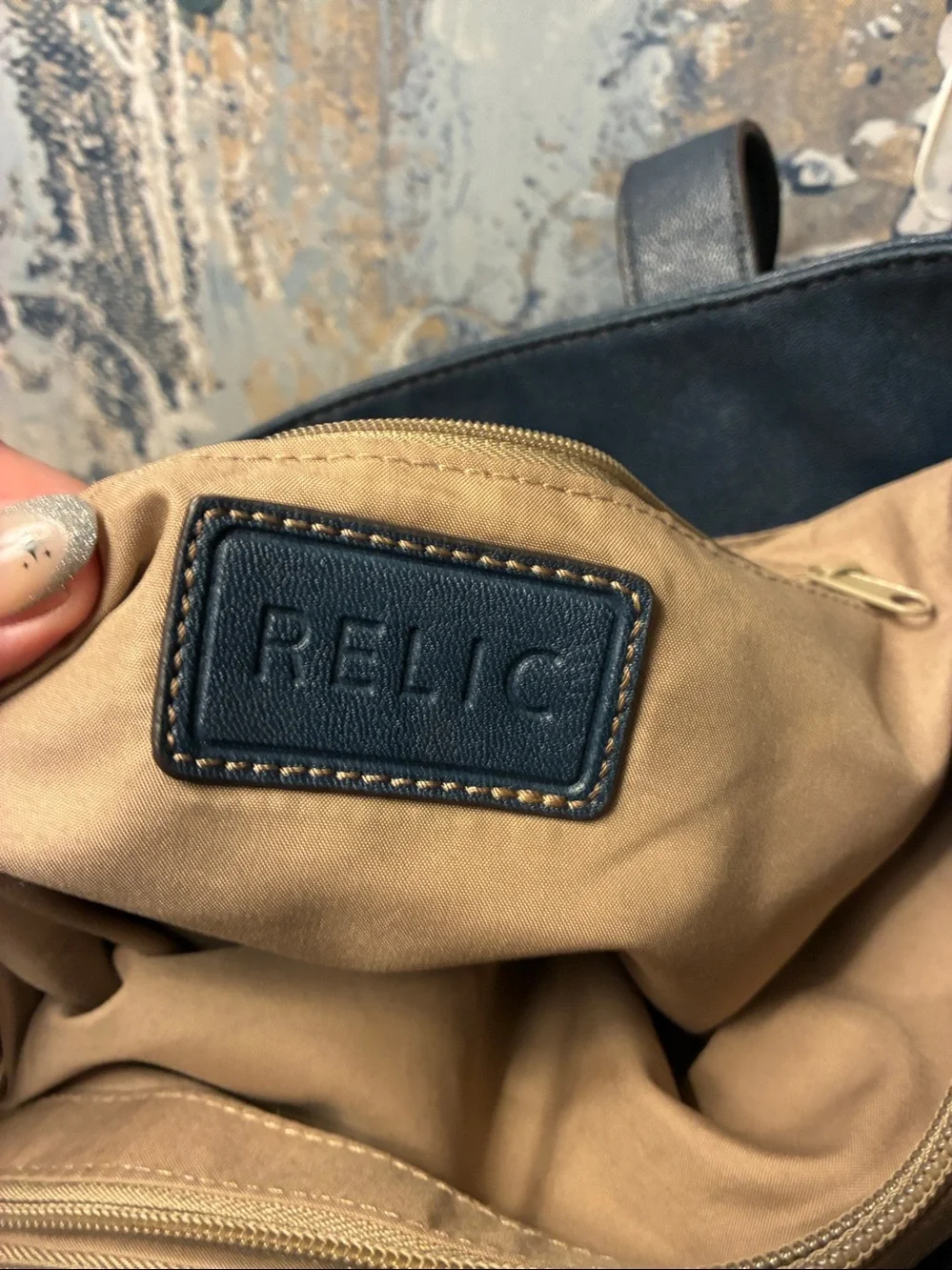 GUC ! Genuine Relic Blue  Leather Tote Bag with Front Pockets